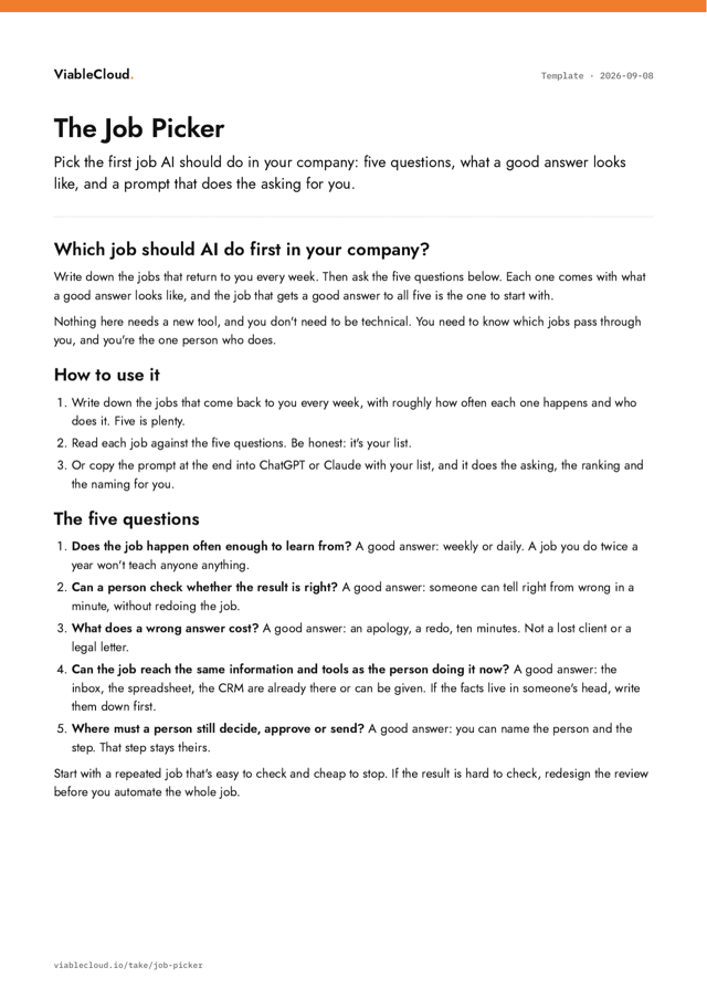 Page one of The Job Picker